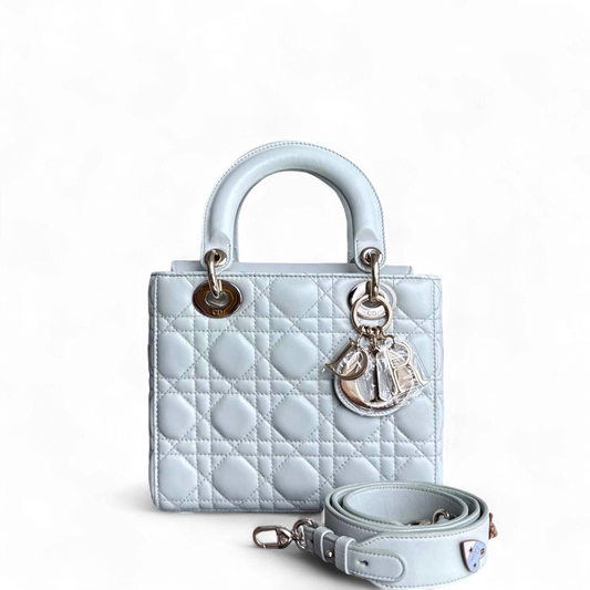 Kovancy Lady Petit - Cuir d'agneau Cannage vert menthe clair, accessoires dorés