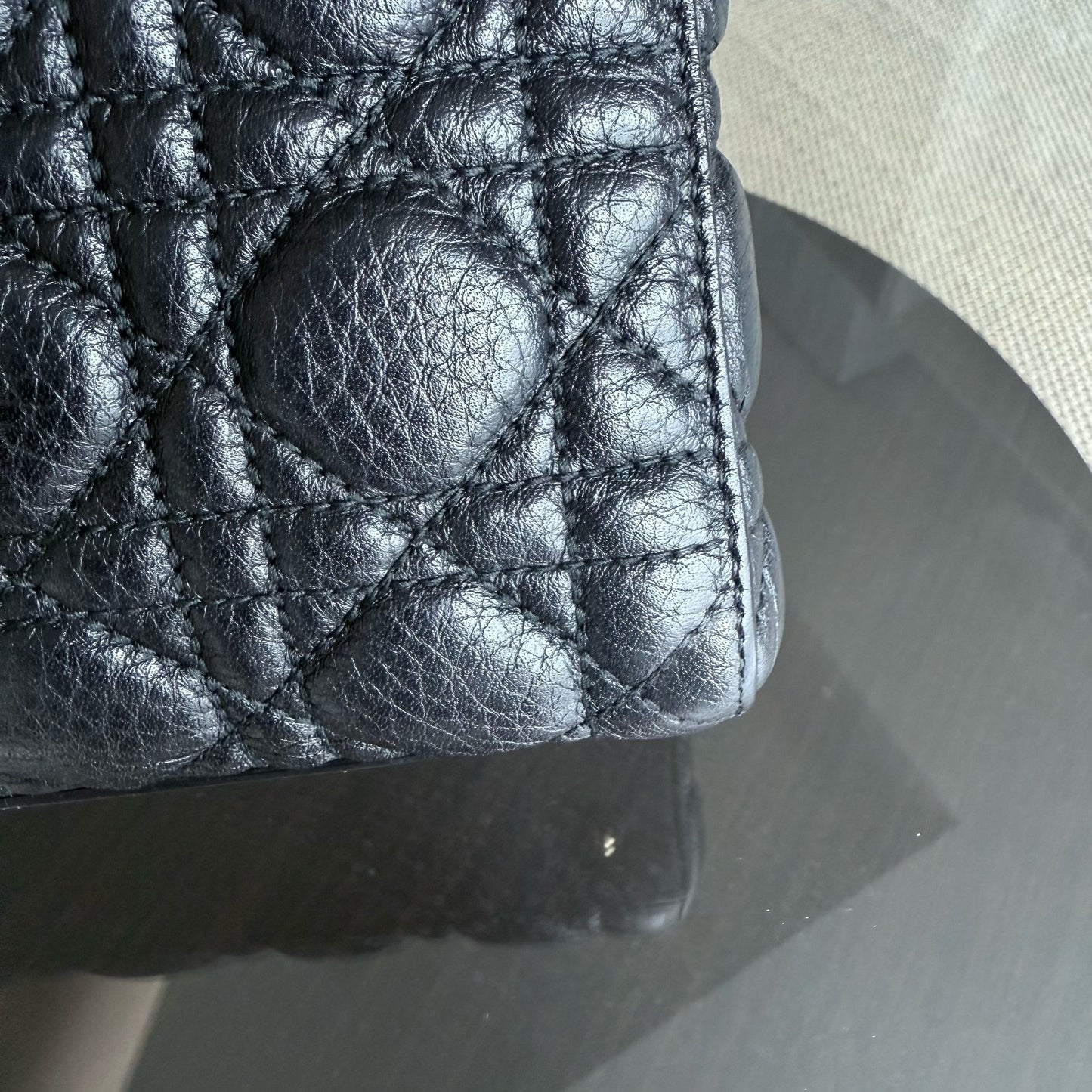 Dior Lady Rabat Medium - Black Cannage Grained Calfskin Gold-tone Hardware