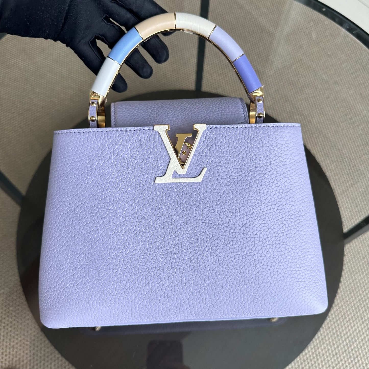 Capucines BB Taurillon Leather Calfskin RFID Light Purple LVT
