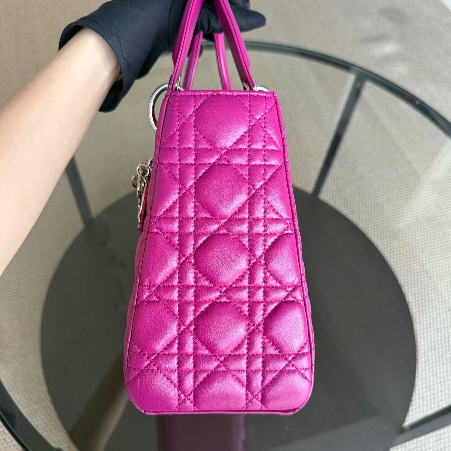 Kovancy Lady Moyen - Cuir d'agneau Cannage violet Quincaillerie argentée SANS SANGLE