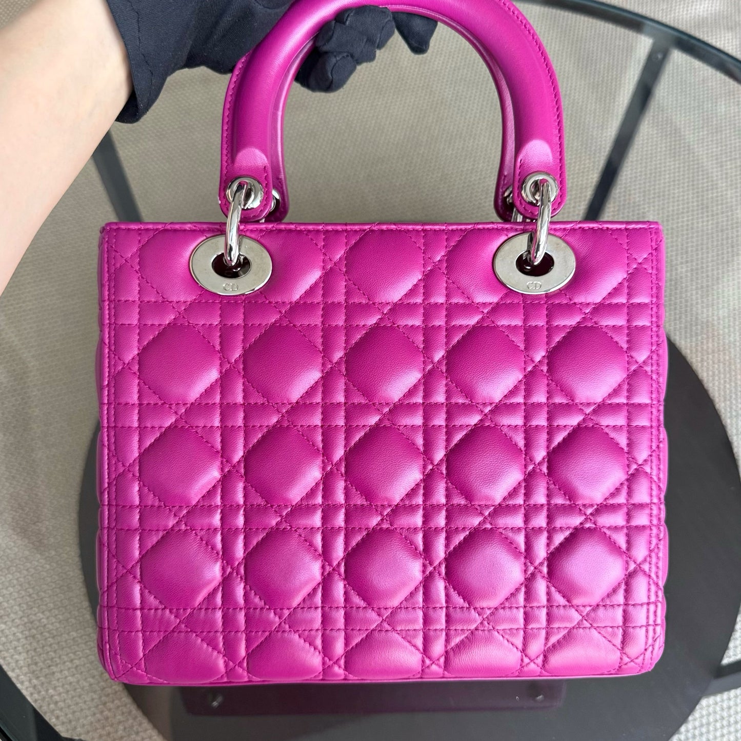 Kovancy Lady Moyen - Cuir d'agneau Cannage violet Quincaillerie argentée SANS SANGLE