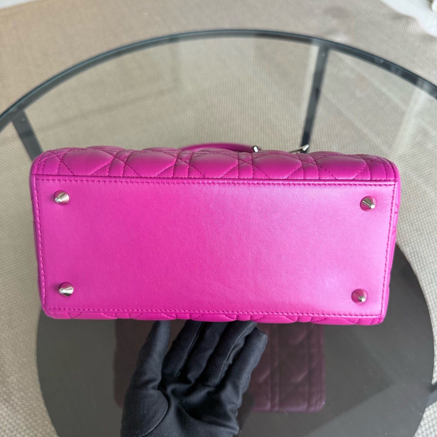 Kovancy Lady Moyen - Cuir d'agneau Cannage violet Quincaillerie argentée SANS SANGLE