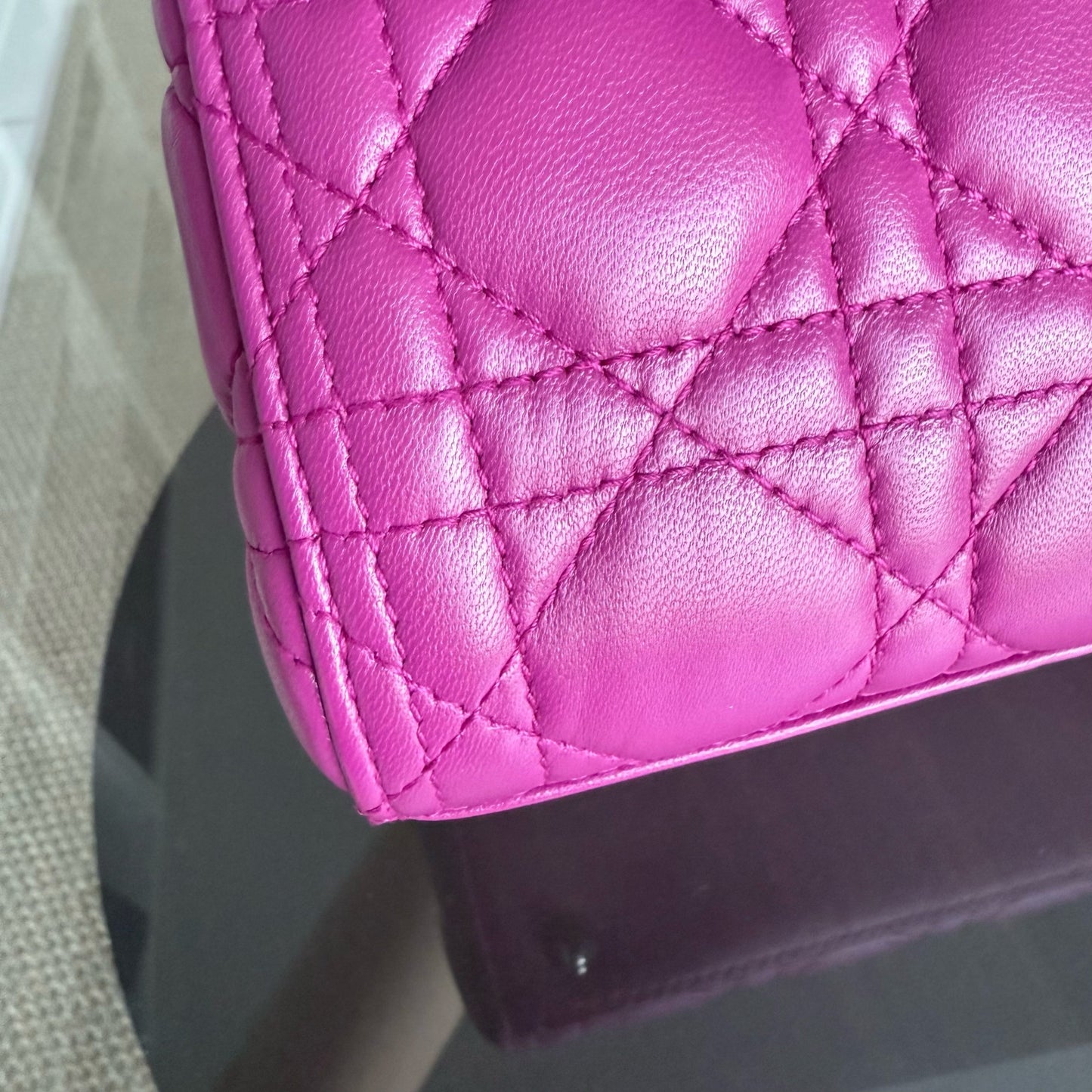Kovancy Lady Moyen - Cuir d'agneau Cannage violet Quincaillerie argentée SANS SANGLE