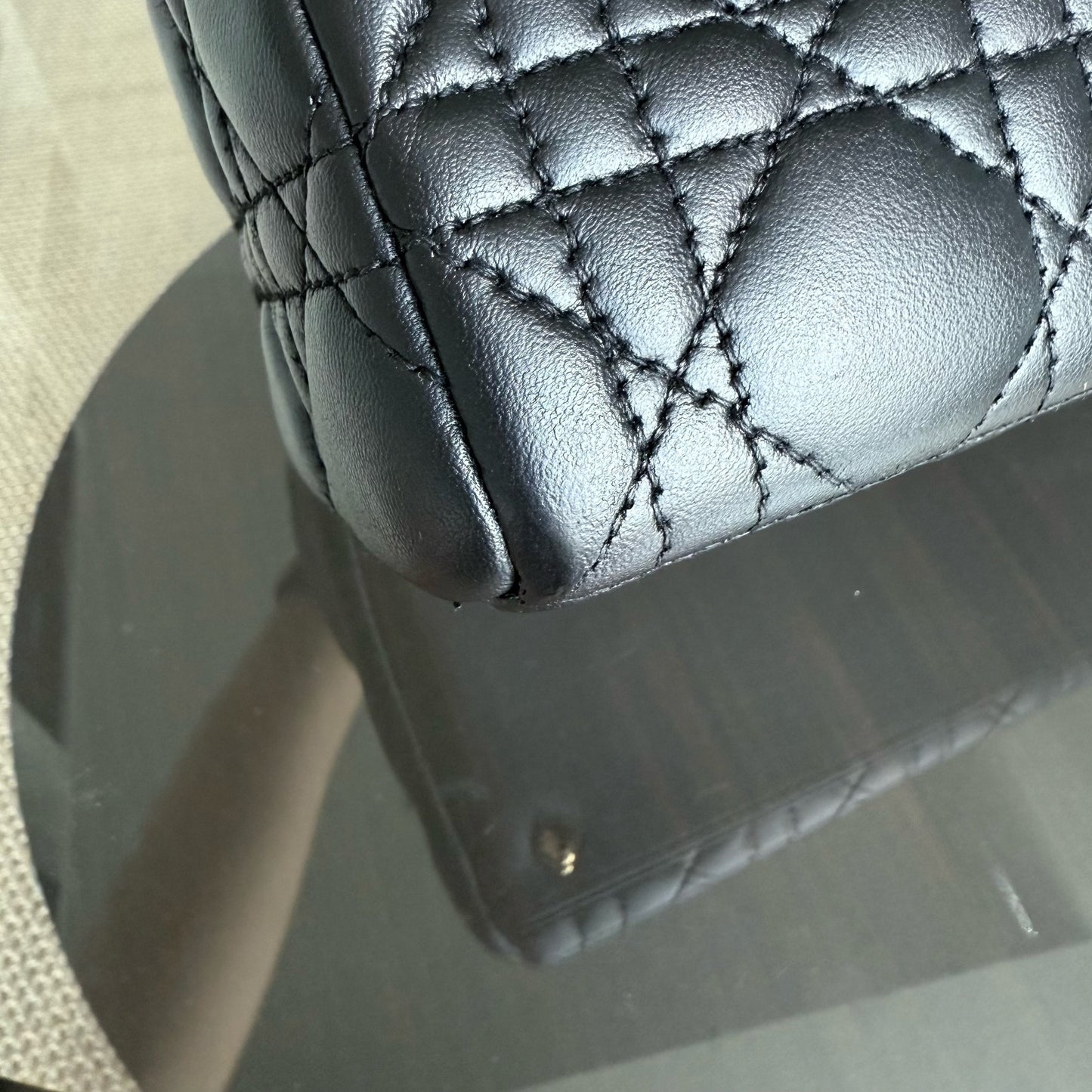 DIO Lady Medium - Black Cannage Lambskin and Gold-Tone Hardware