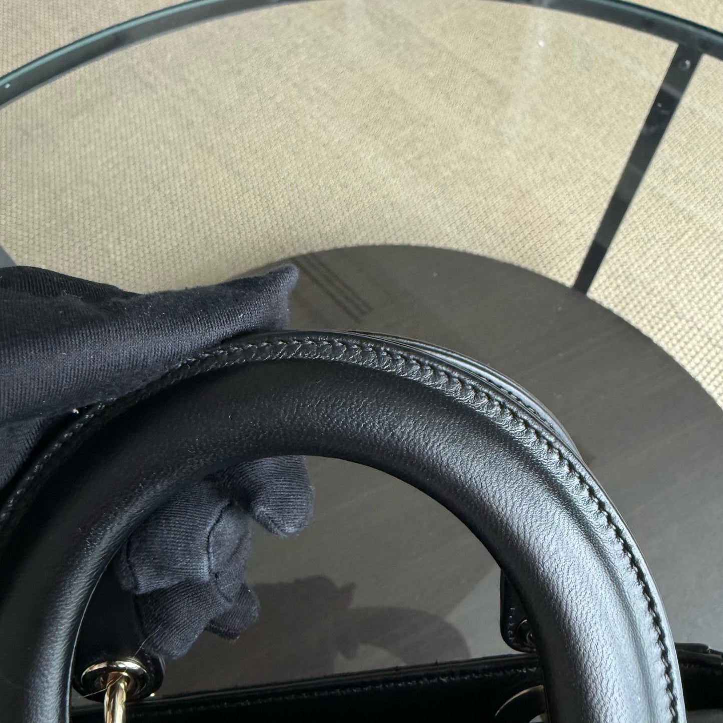 DIO Lady Petit flap bag - Black Cannage lambskin and gold-tone hardware