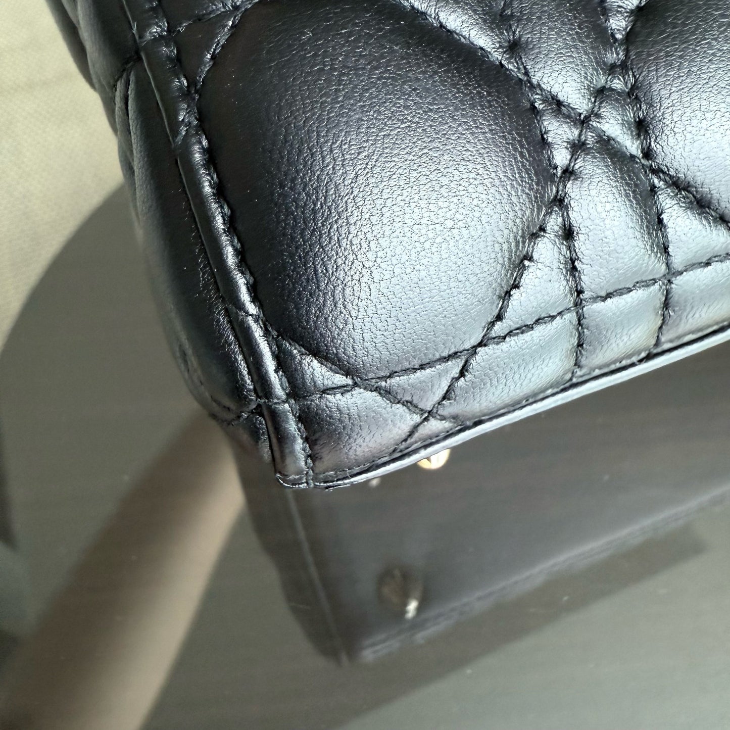 DIO Lady Petit flap bag - Black Cannage lambskin and gold-tone hardware