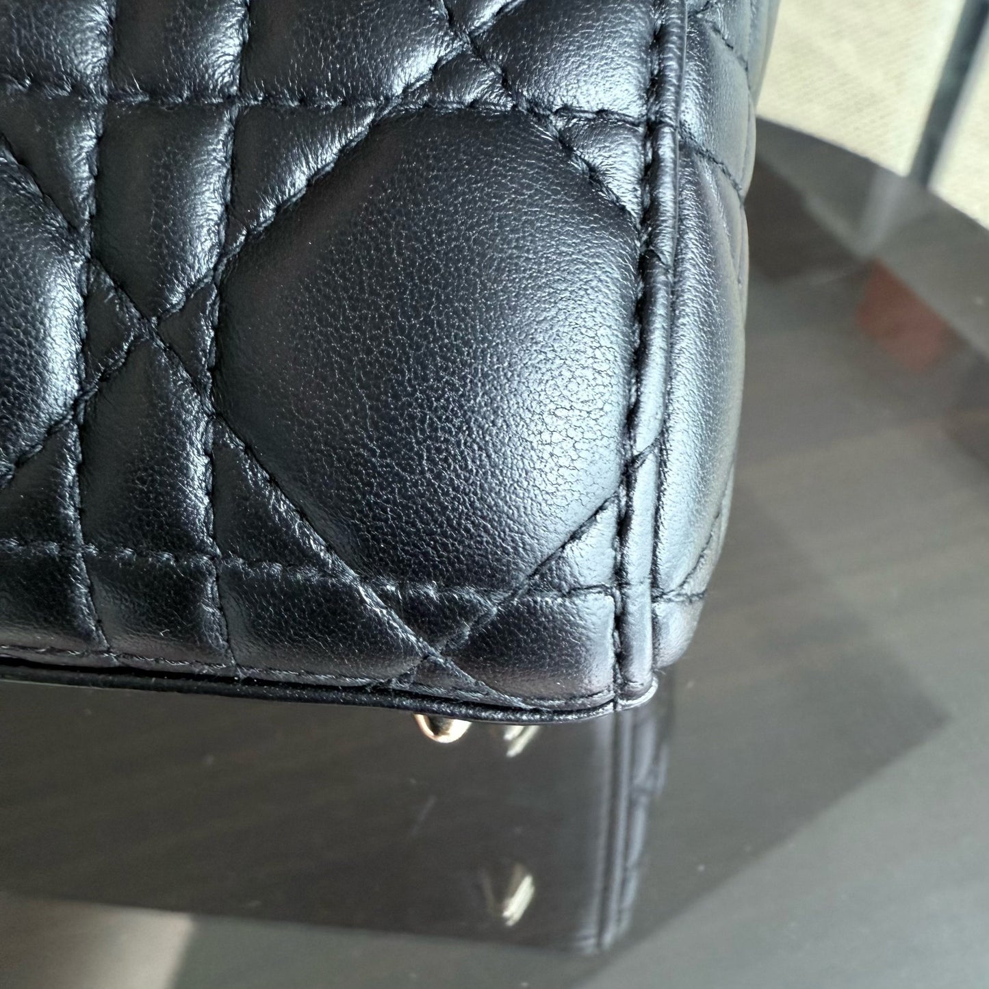 DIO Lady Petit flap bag - Black Cannage lambskin and gold-tone hardware