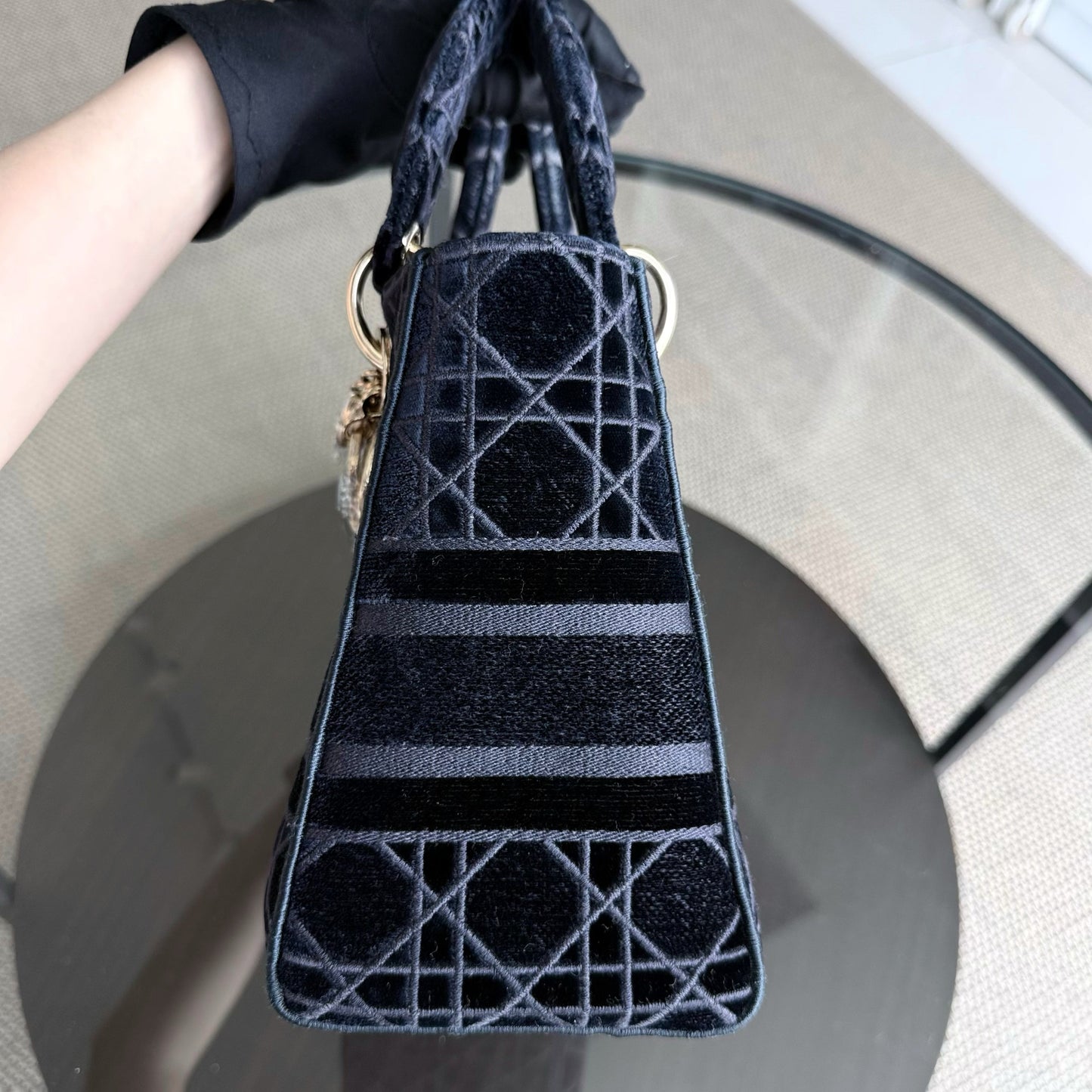 Dior Lady D-lite - Cannage Canvas Dark Blue Gold Hardware