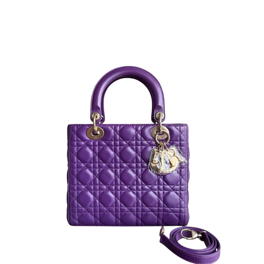 Kovancy Lady Moyen - Quincaillerie Cannage Lambskin Violet Argent