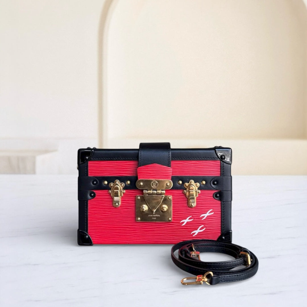 LVT Petite Malle - New edition Red EPI Leather Crossbody Bag with Gold Hardware and Microchip
