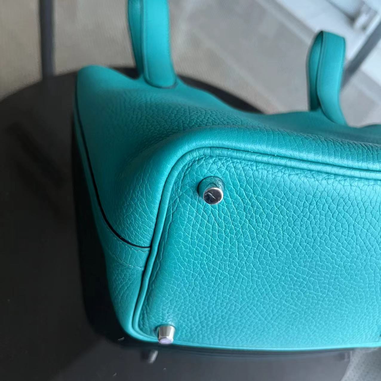 HMS Picotin 18 - X Stamp Vert Jade Taurillon Clémence TC Cyan Padlock Silver Hardware