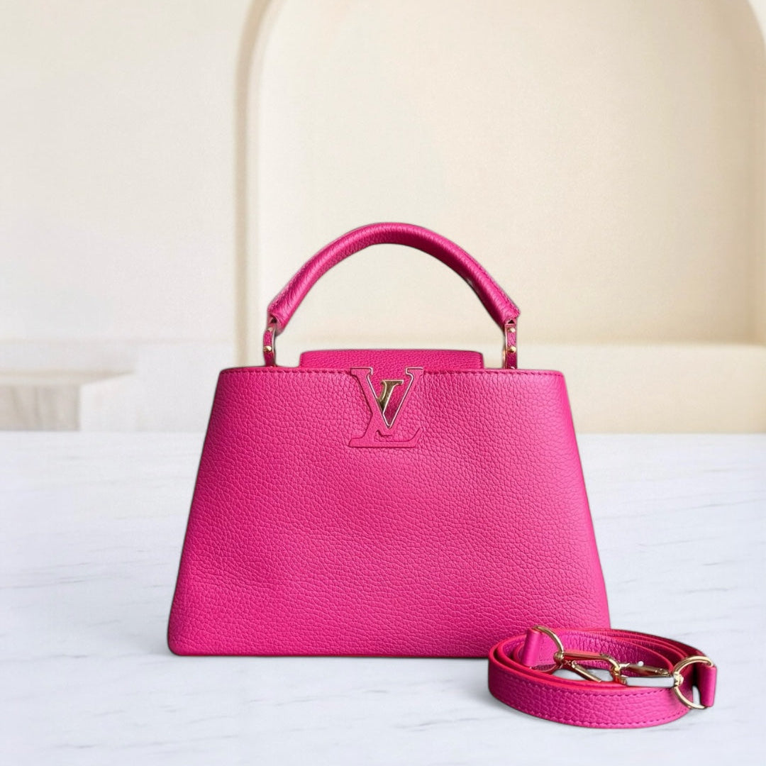 LV Capucines BB - 27CM Grained calfskin Hot pink Gold-tone hardware