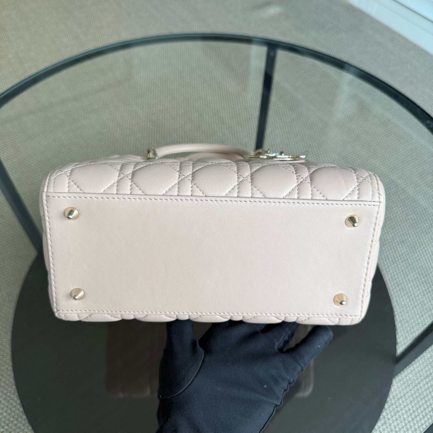 Kovancy Lady Moyen - Cuir d'agneau Cannage beige clair, finitions dorées