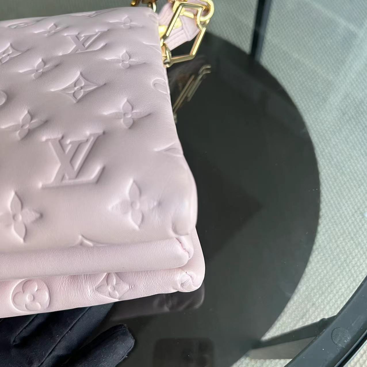 Kovancy Coussin PM Puffy Lambskin Violet Clair Matériel Doré