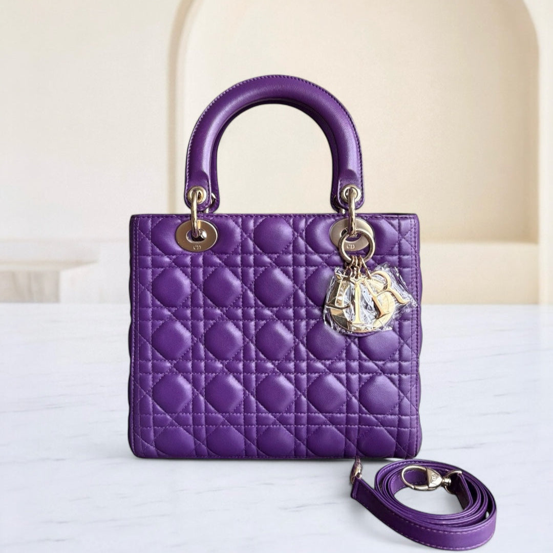 Kovancy Lady Moyen - Quincaillerie Cannage Lambskin Violet Argent