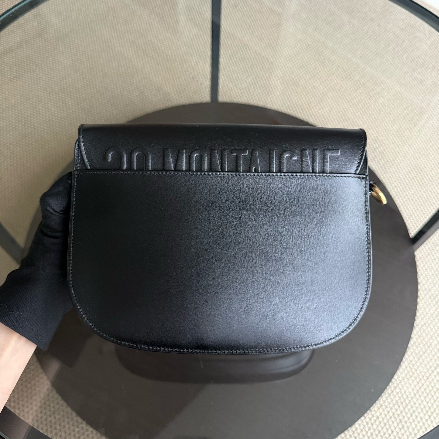Kovancy Bobby Medium - Cuir de veau lisse noir, finitions dorées