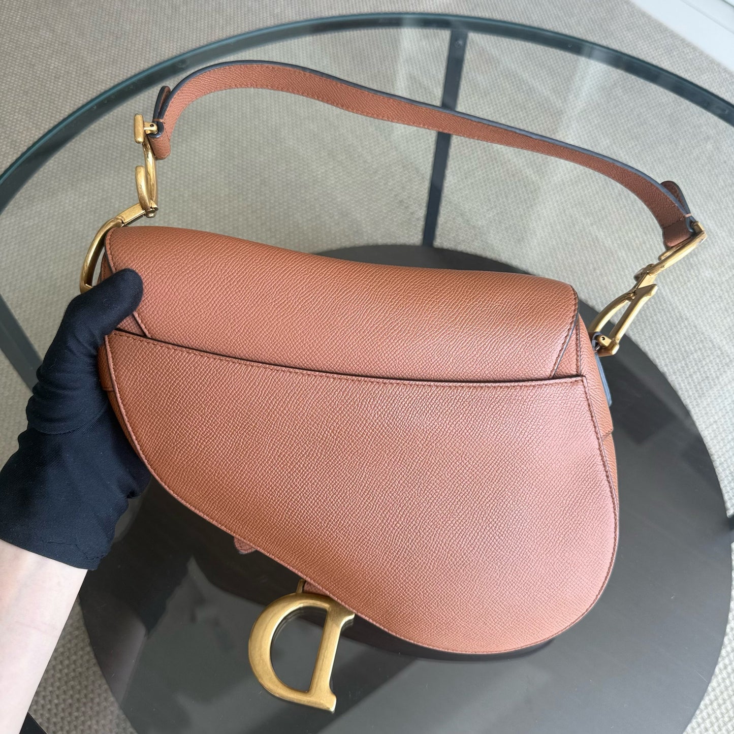 Kovancy Selle Medium - Cuir de veau grainé, accastillage caramel doré