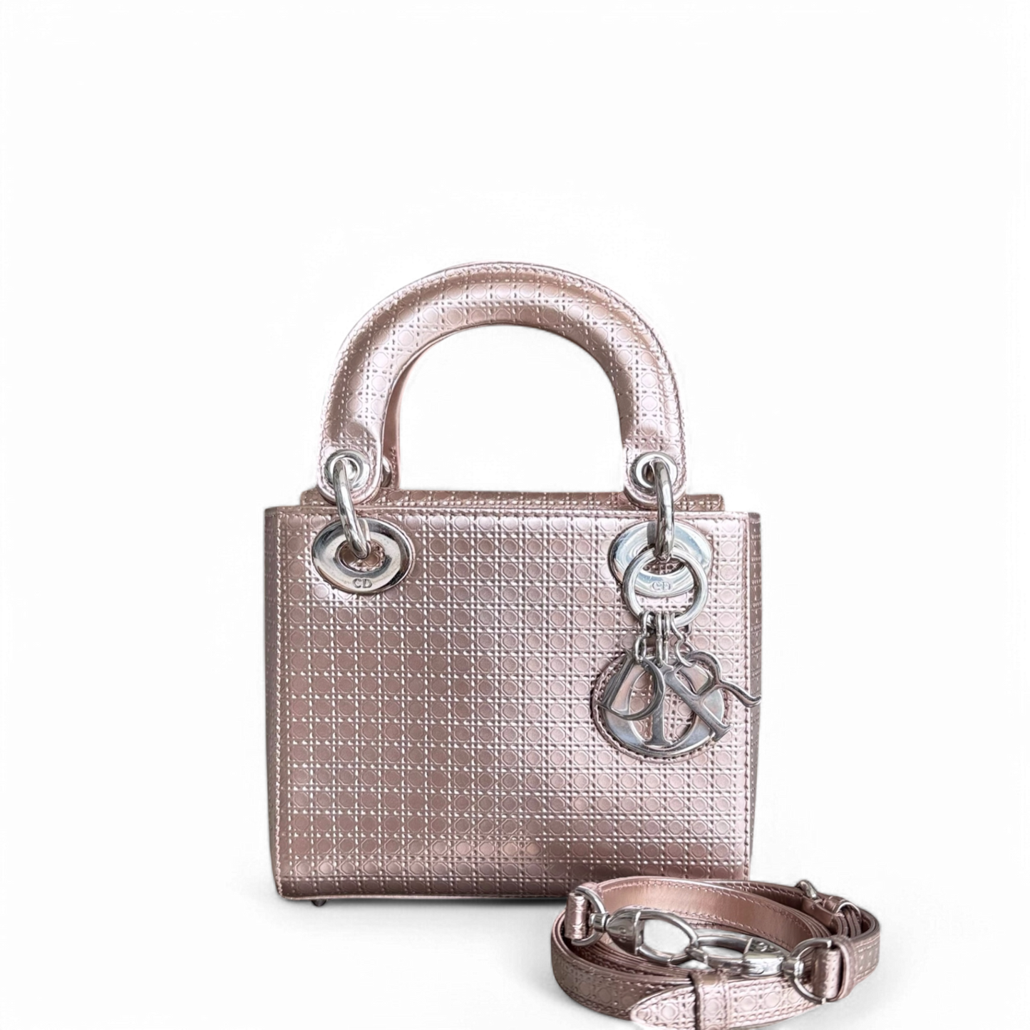 Kovancy Lady Mini - Micro Cannage Métallisé Or Rose Quincaillerie Argent Sangle Réglable