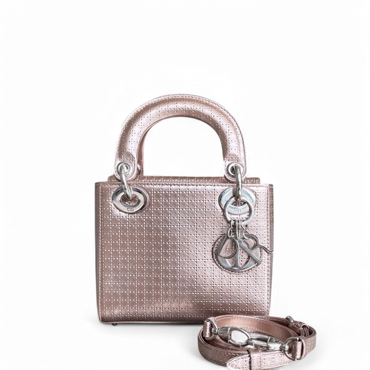 Kovancy Lady Mini - Micro Cannage Métallisé Or Rose Quincaillerie Argent Sangle Réglable