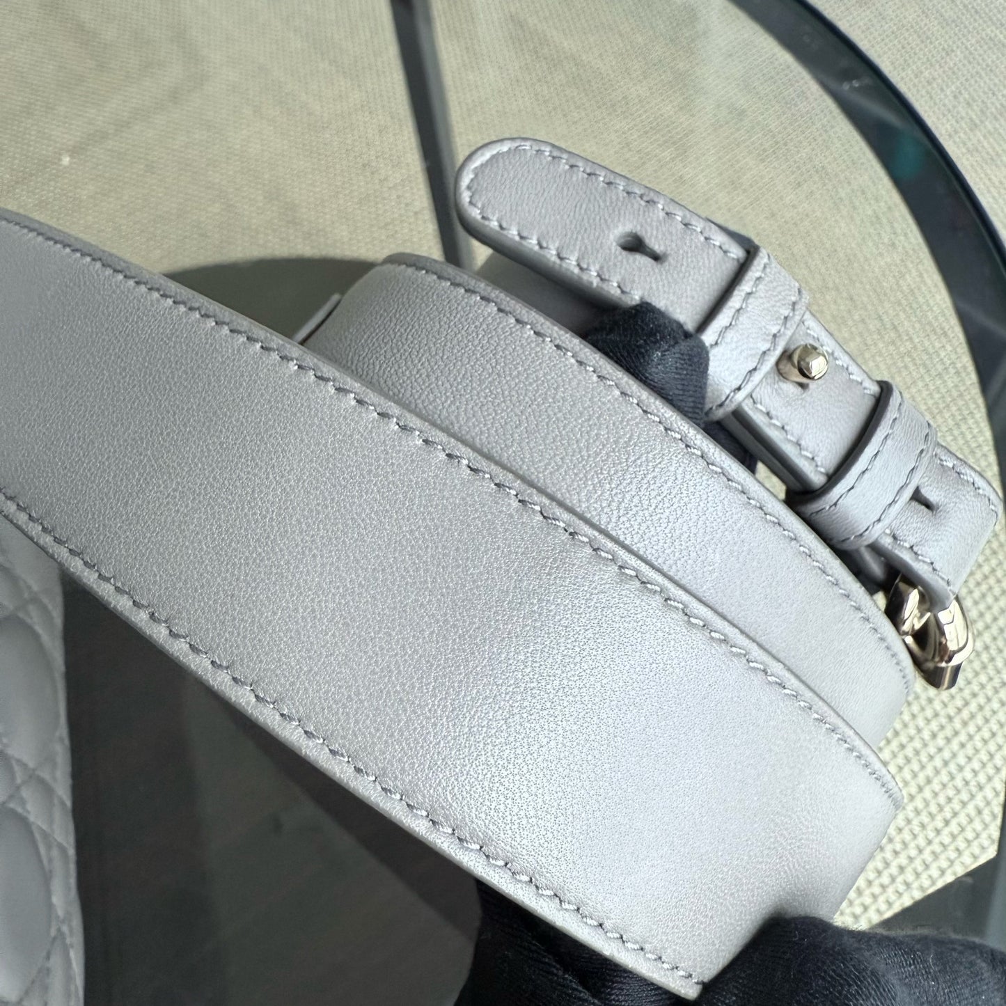 DIO Lady Petit - Gray Cannage Lambskin Gold Hardware