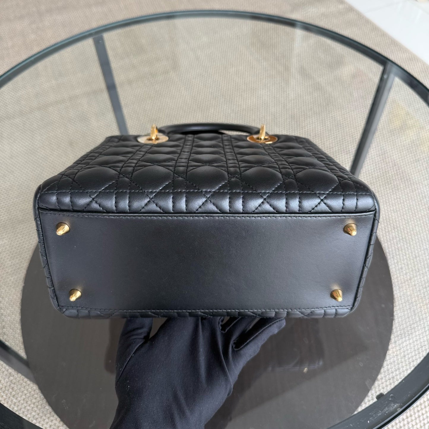 Kovancy Lady Moyen - Cuir d'agneau Canange noir et accessoires dorés