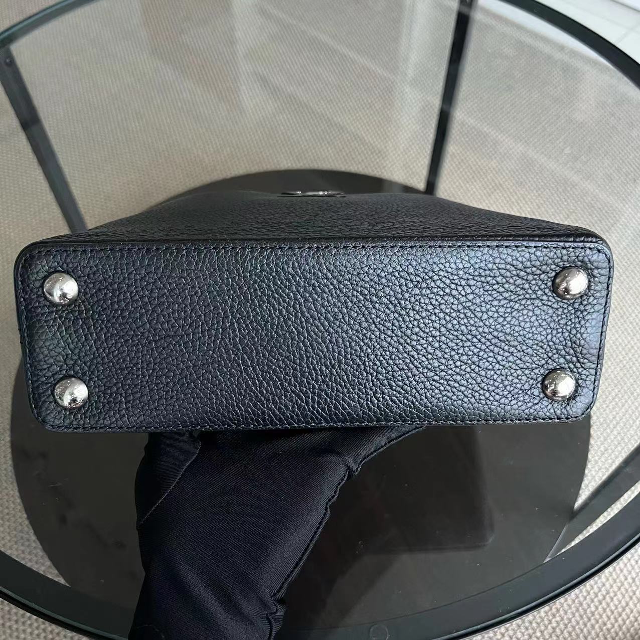 Kovancy Capucines BB Cuir de veau grainé Noir Quincaillerie argentée