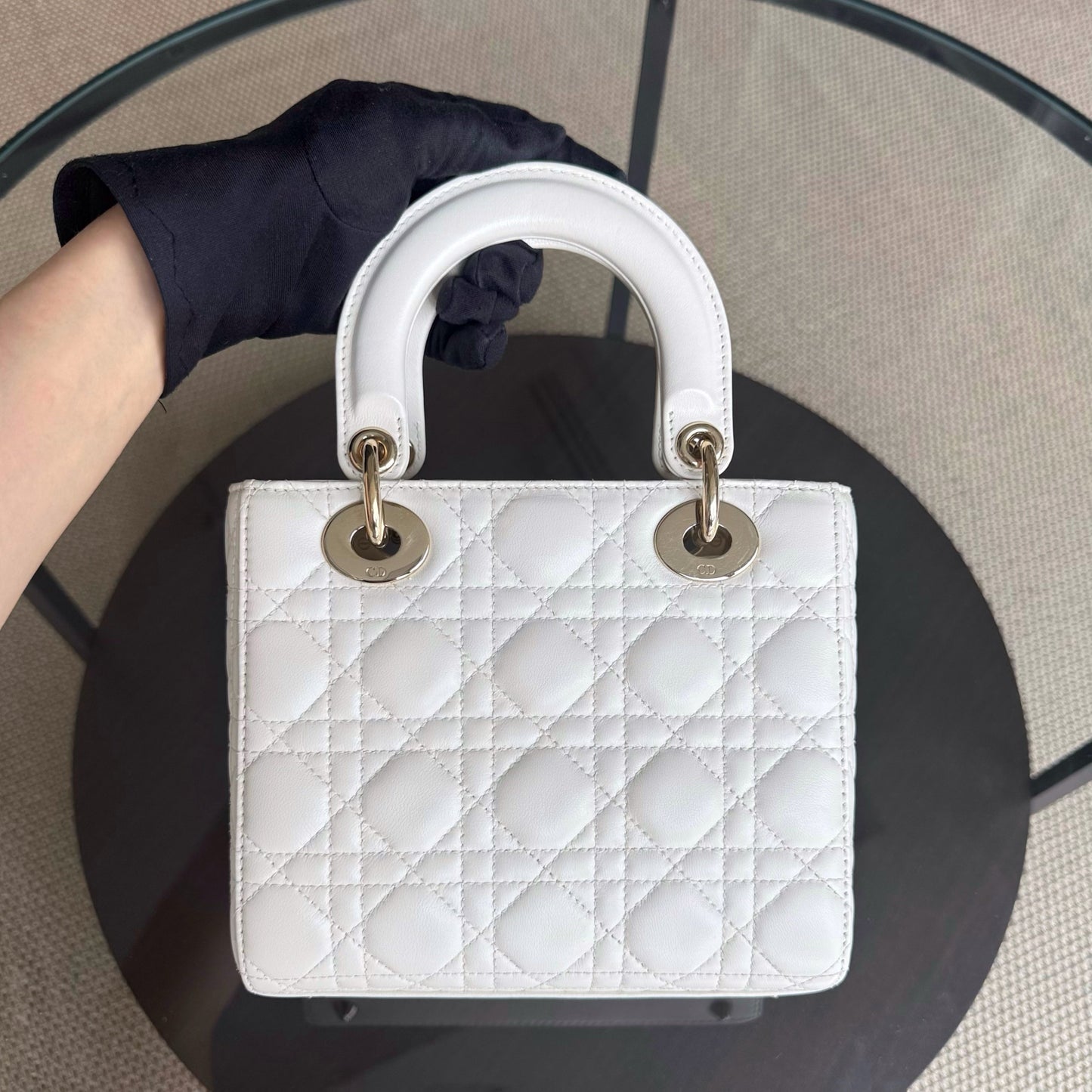 DIO Lady Petit ABC - White Cannage lambskin, gold-finish hardware MyABC