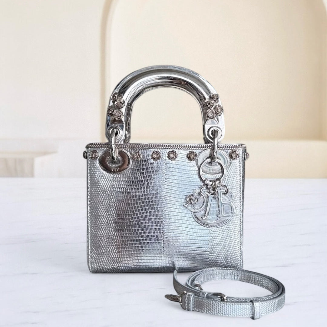 Kovancy Lady Mini - Exotic Lizard Metallic Édition limitée Quincaillerie argentée