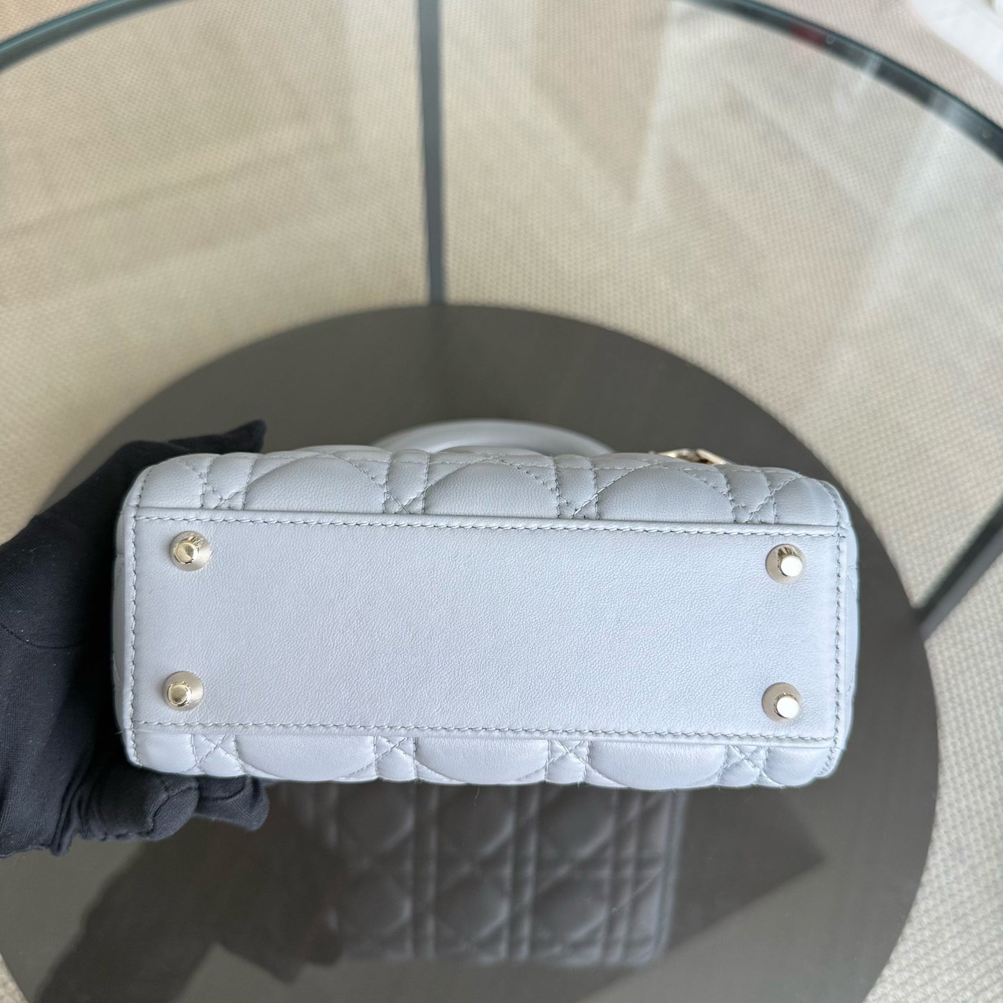 Kovancy Lady Mini - Sangle chaîne en cuir d'agneau Cannage avec quincaillerie argentée et dorée