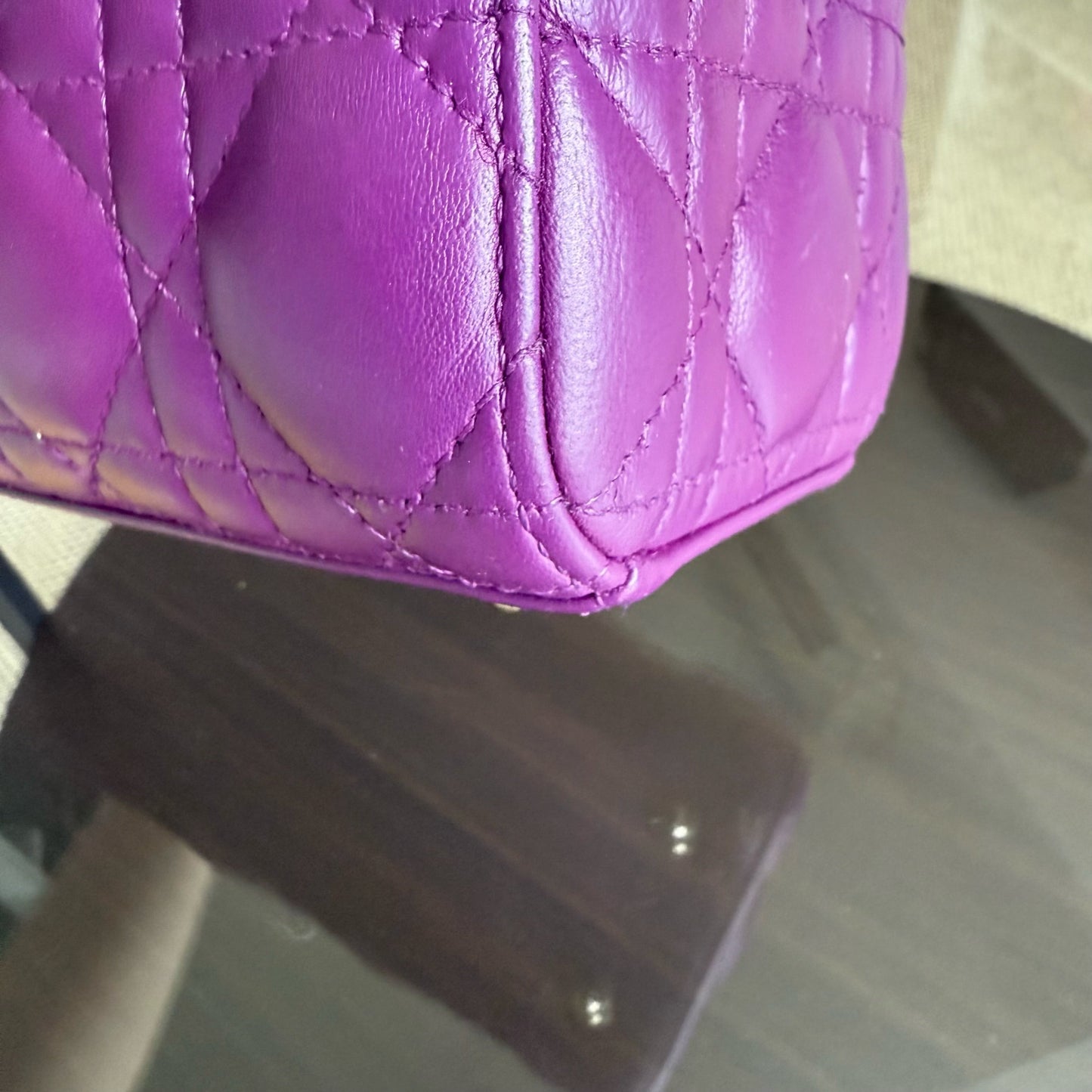 Kovancy Lady Petit ABC - Cuir d'agneau Cannage violet et matériel doré MyABC