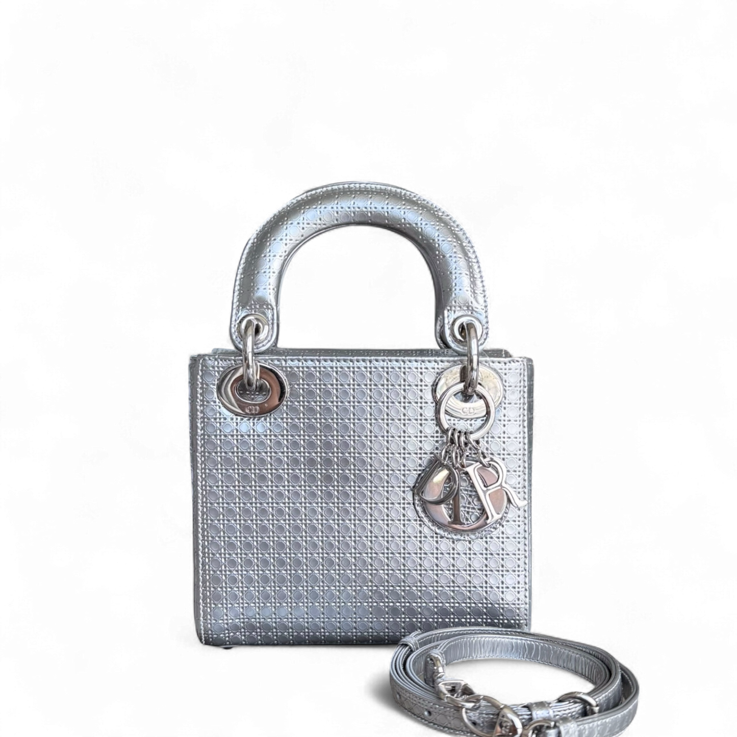 Kovancy Lady Mini - Micro Cannage Sangle réglable en argent métallisé