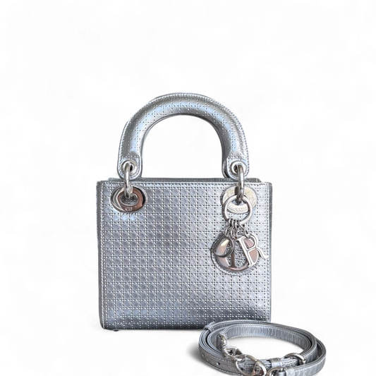 Kovancy Lady Mini - Micro Cannage Sangle réglable en argent métallisé