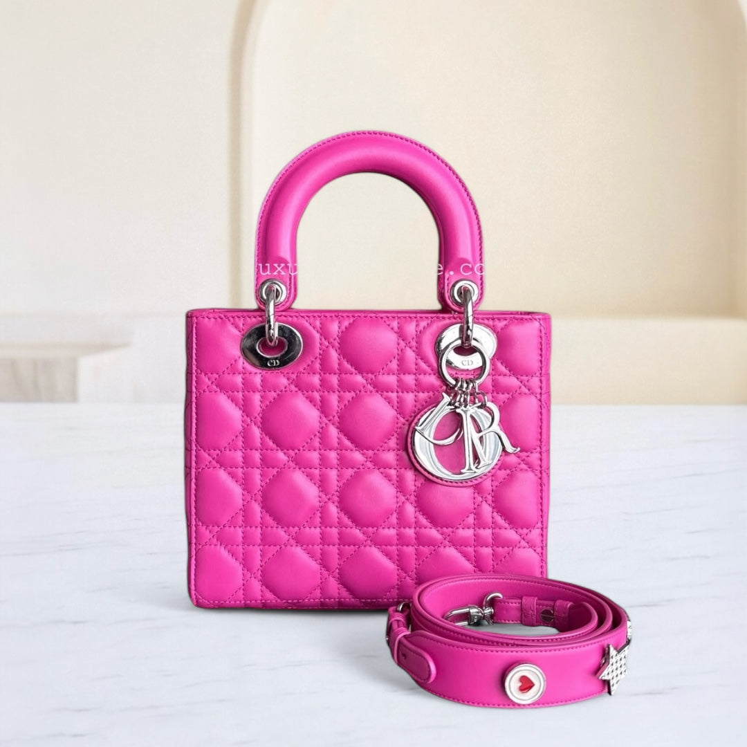 Kovancy Lady Petit - Cannage Lambskin Barbie Rose Argent Quincaillerie
