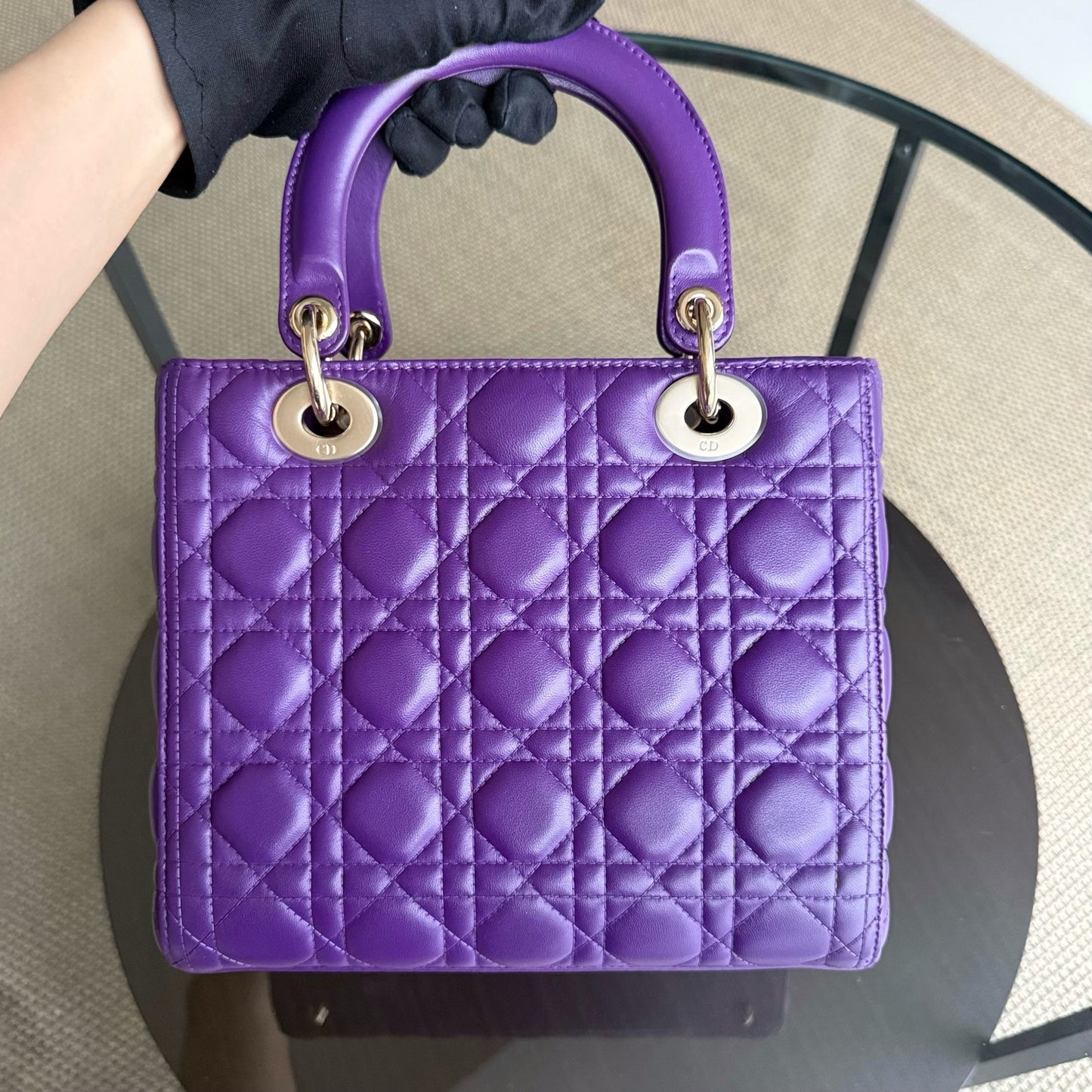 Kovancy Lady Moyen - Quincaillerie Cannage Lambskin Violet Argent