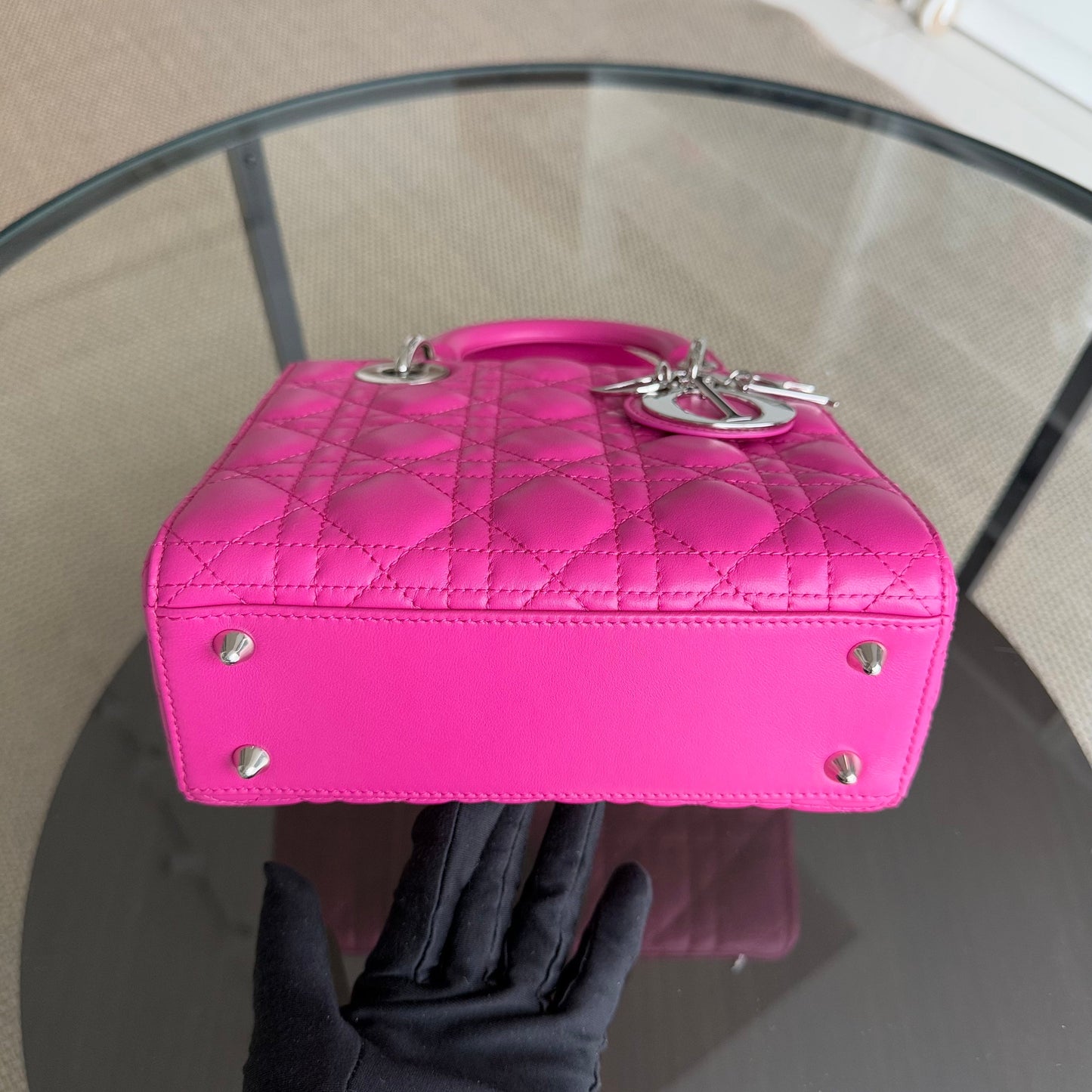 Kovancy Lady Petit - Cannage Lambskin Barbie Rose Argent Quincaillerie