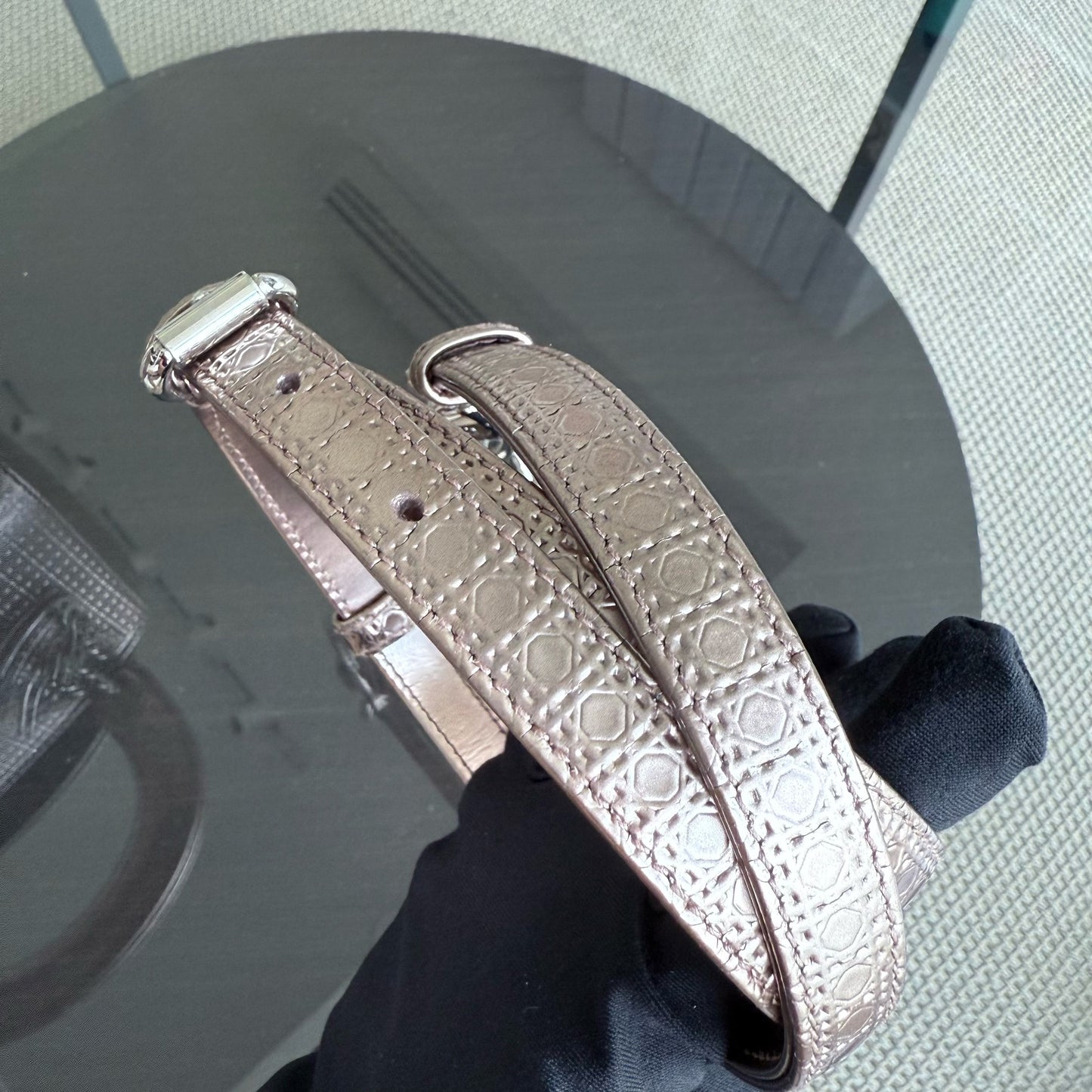 Kovancy Lady Mini - Micro Cannage Métallisé Or Rose Quincaillerie Argent Sangle Réglable