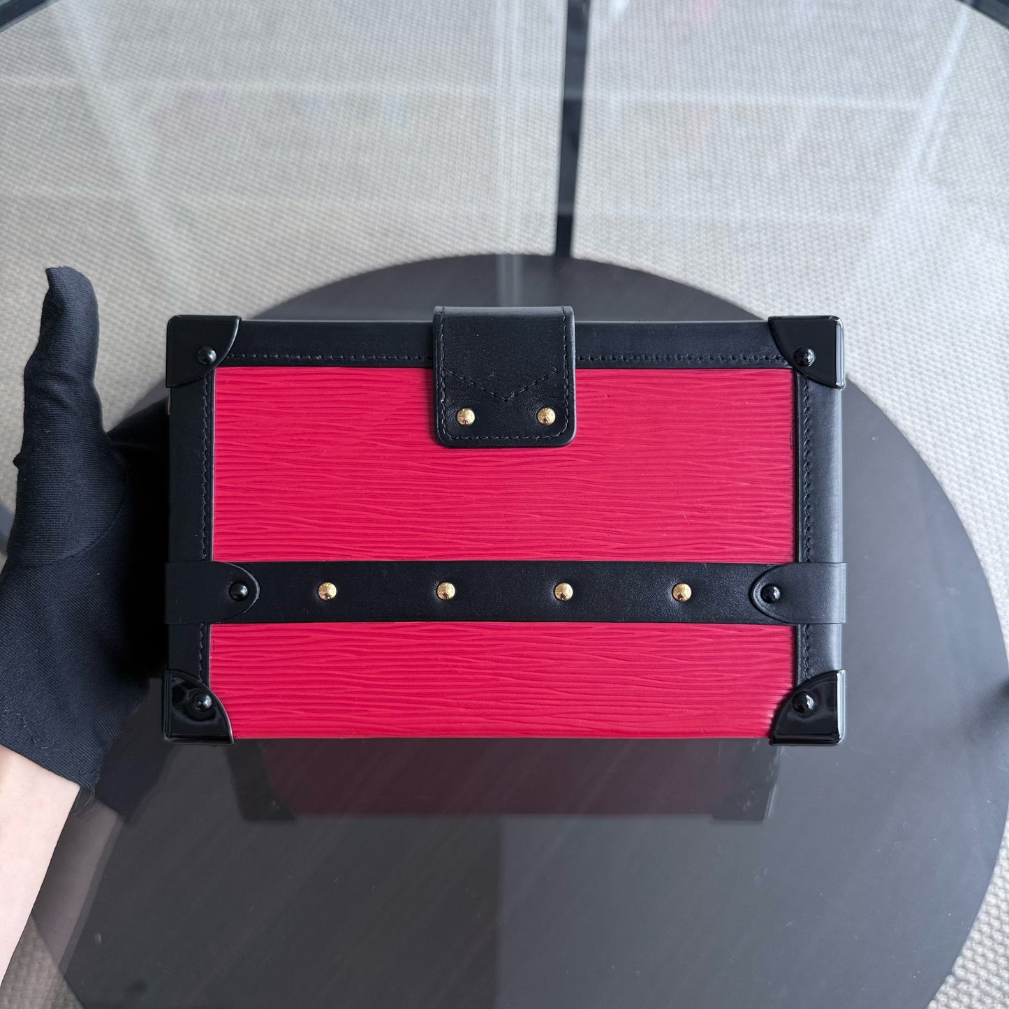 LVT Petite Malle - New edition Red EPI Leather Crossbody Bag with Gold Hardware and Microchip
