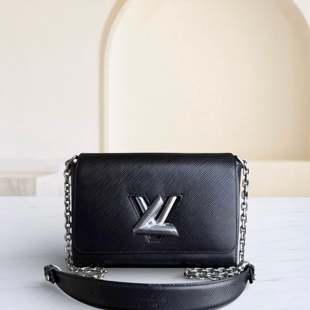 Kovancy Twist Medium MM - Cuir EPI Noir Quincaillerie Argentée