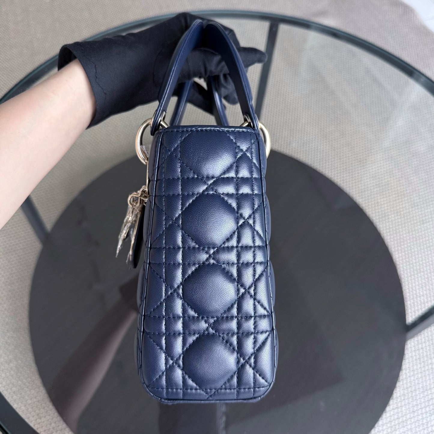 DIO Lady Petit - Dark Blue Cannage Lambskin, Gold Hardware