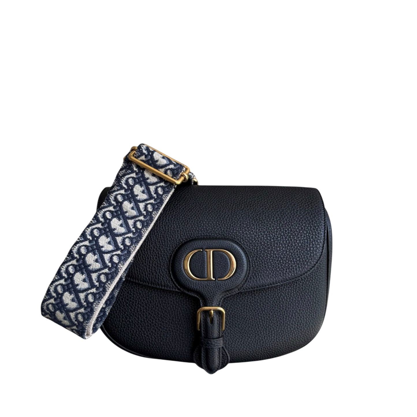 Kovancy Bijou Bobby Large - Cuir caviar noir, finitions dorées, bandoulière
