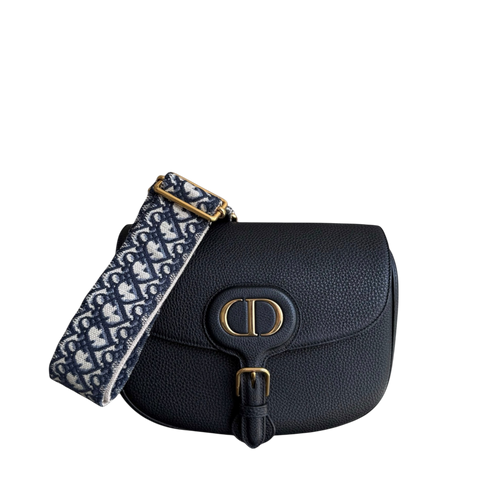 Kovancy Bijou Bobby Large - Cuir caviar noir, finitions dorées, bandoulière