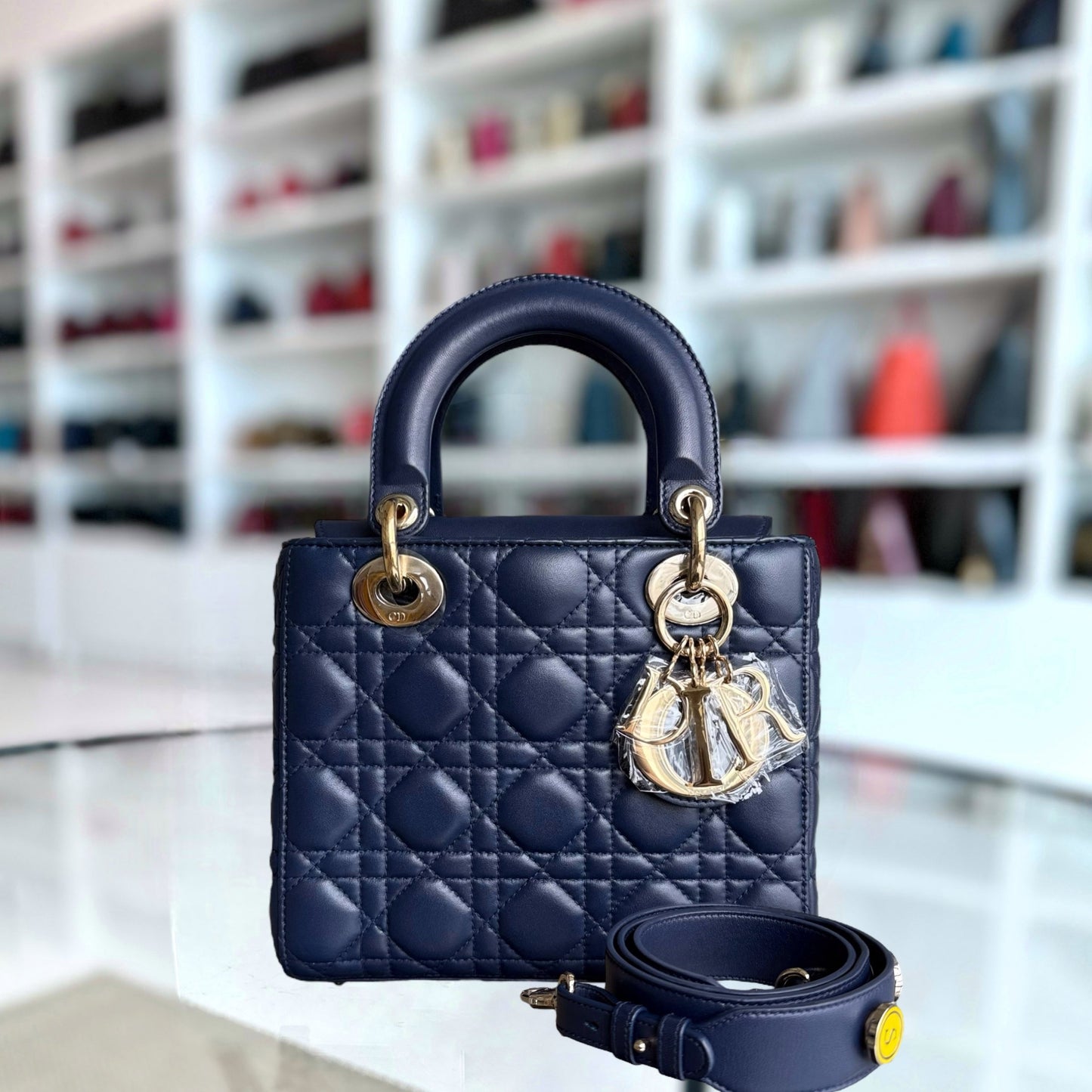 DIO Lady Petit - Dark Blue Cannage Lambskin, Gold Hardware