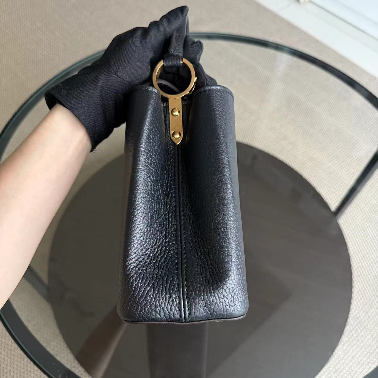 LVT Capucines BB - Black Taurillon Grained Calfskin Gold-tone Hardware