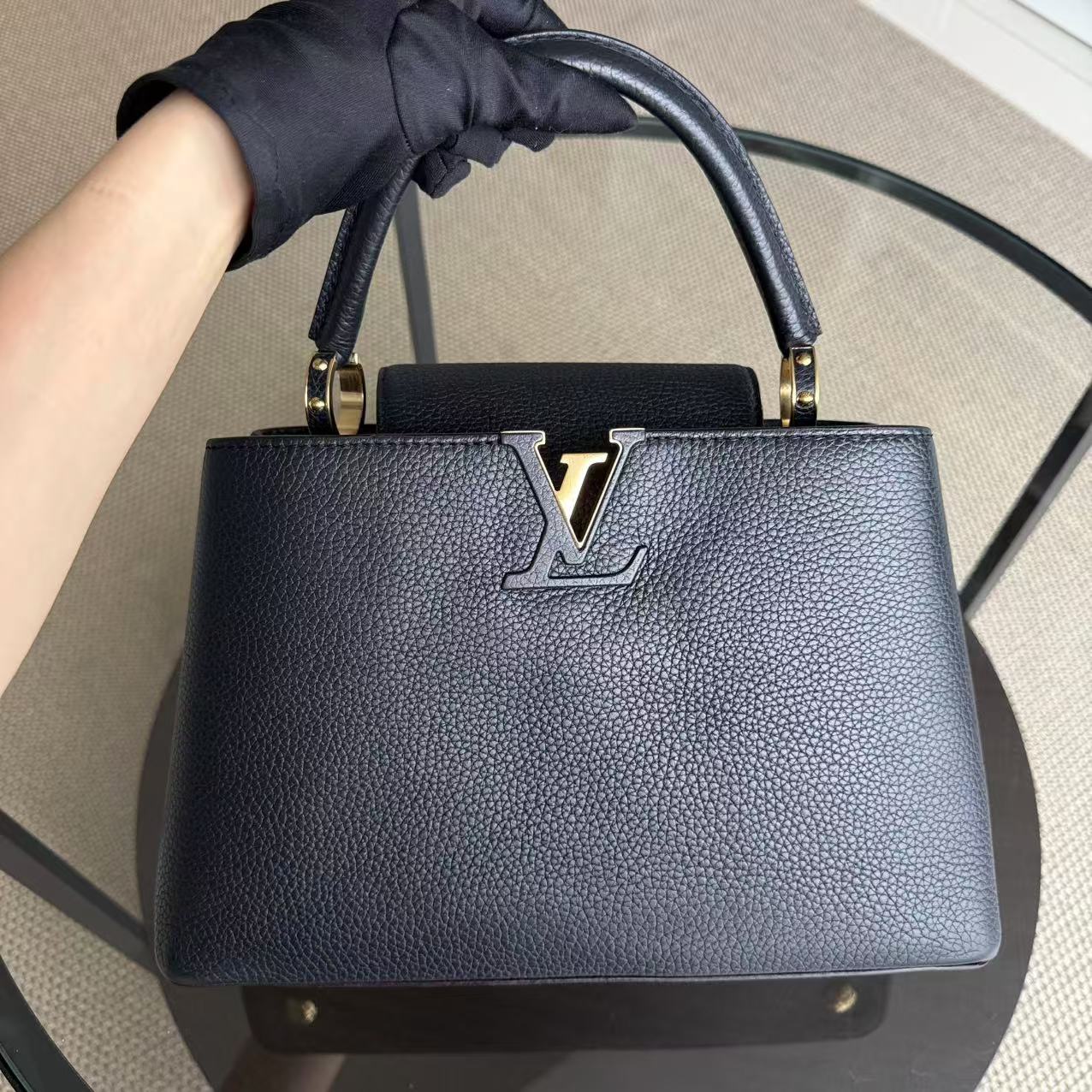 LVT Capucines MM - Black Taurillon Grained Calfskin GHW