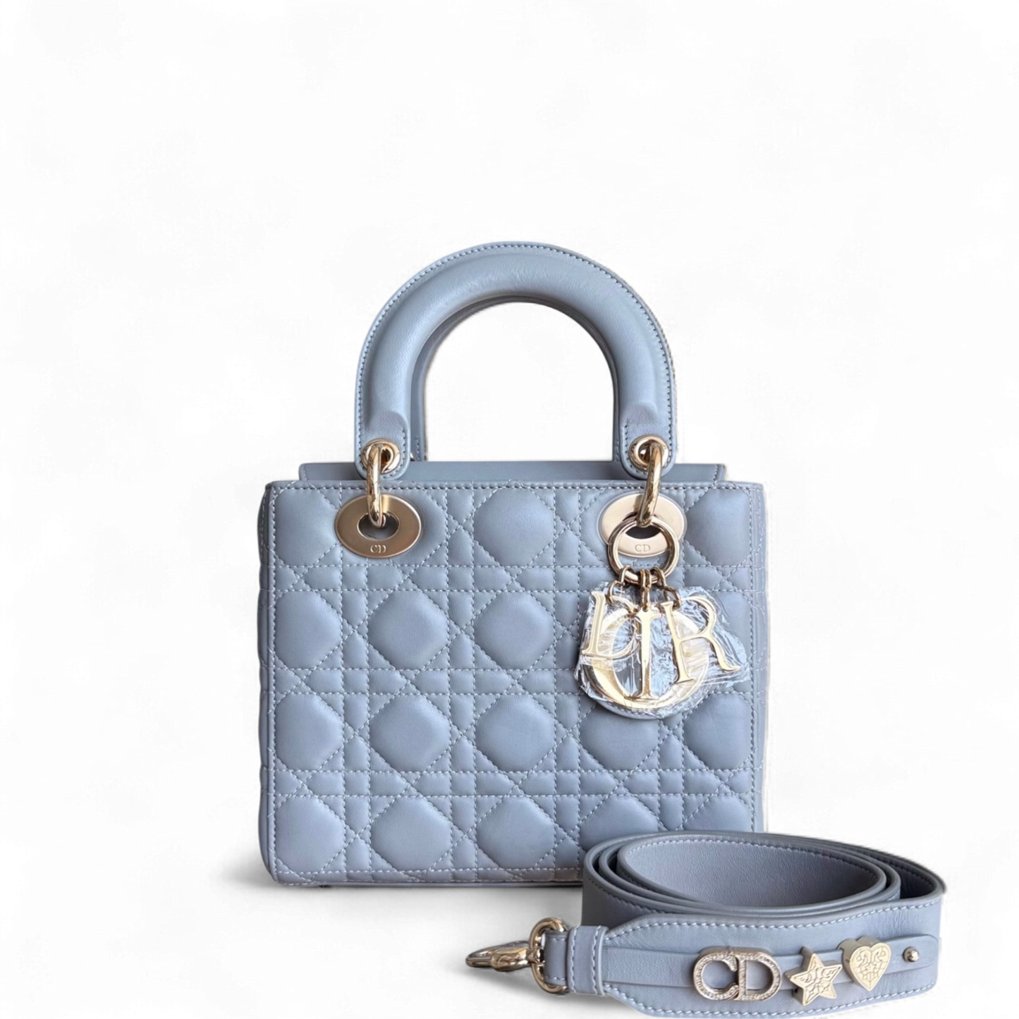Kovancy Lady Rabat ABC Petit - Cuir d'agneau Cannage Gris Quincaillerie dorée MyABC
