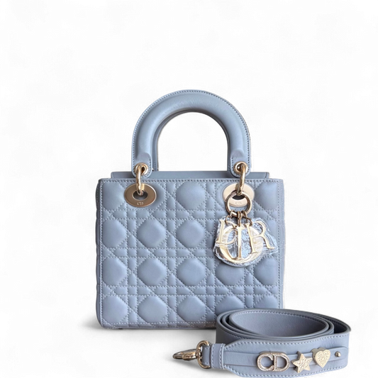 Kovancy Lady Rabat ABC Petit - Cuir d'agneau Cannage Gris Quincaillerie dorée MyABC