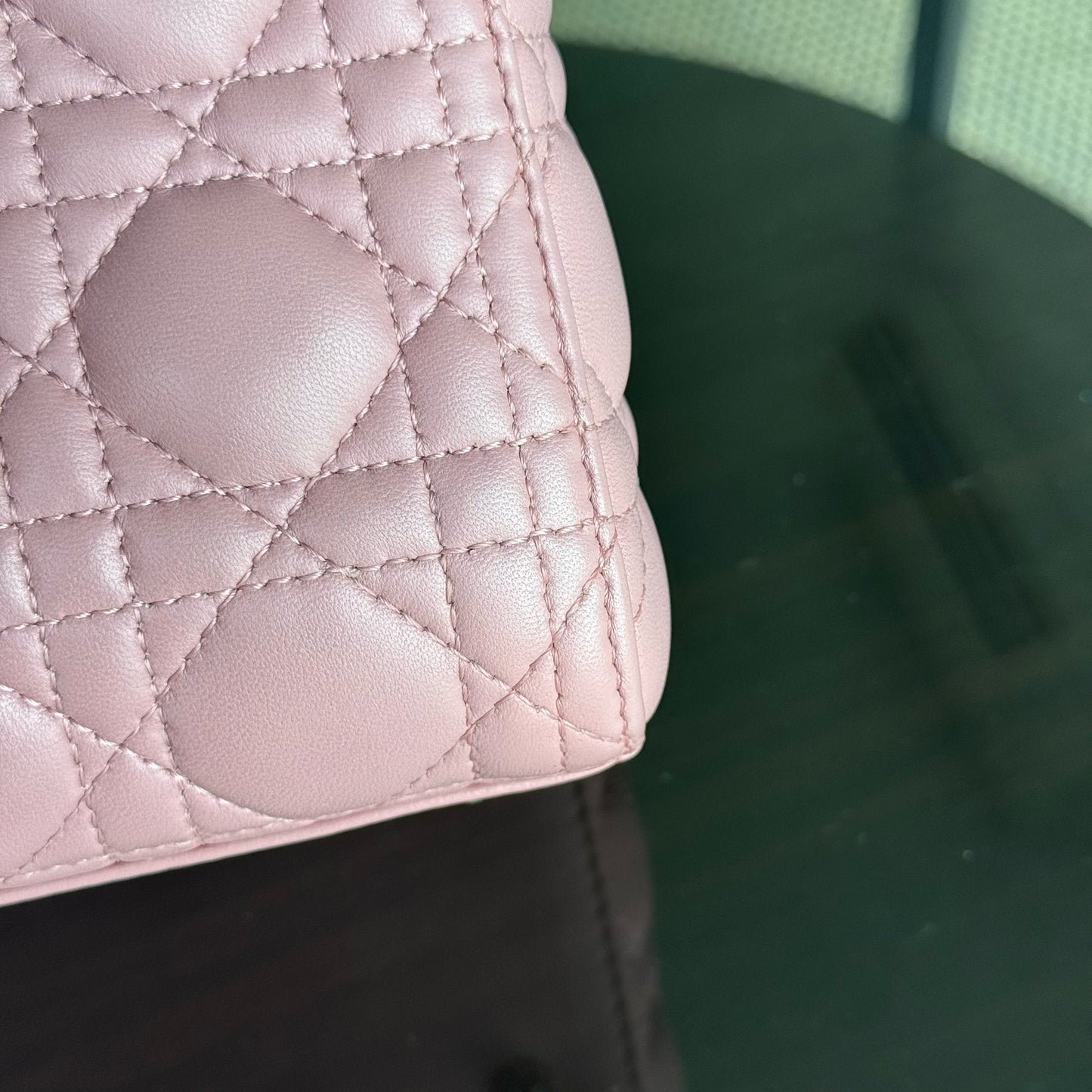DIO Lady Medium - Pink Cannage lambskin Silver-tone hardware