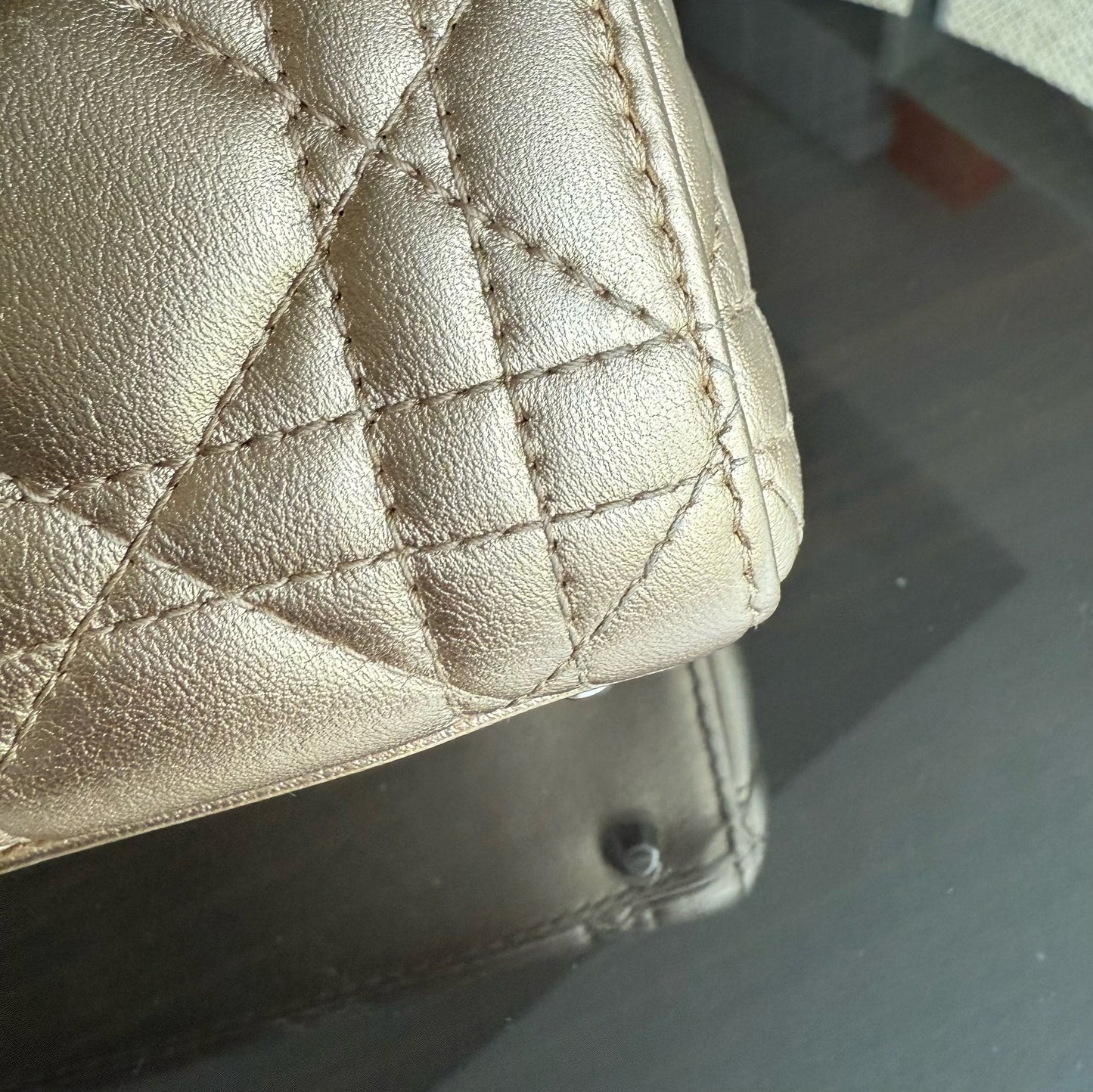 Kovancy Lady Mini - Sangle chaîne en cuir d'agneau Cannage avec quincaillerie dorée et argentée