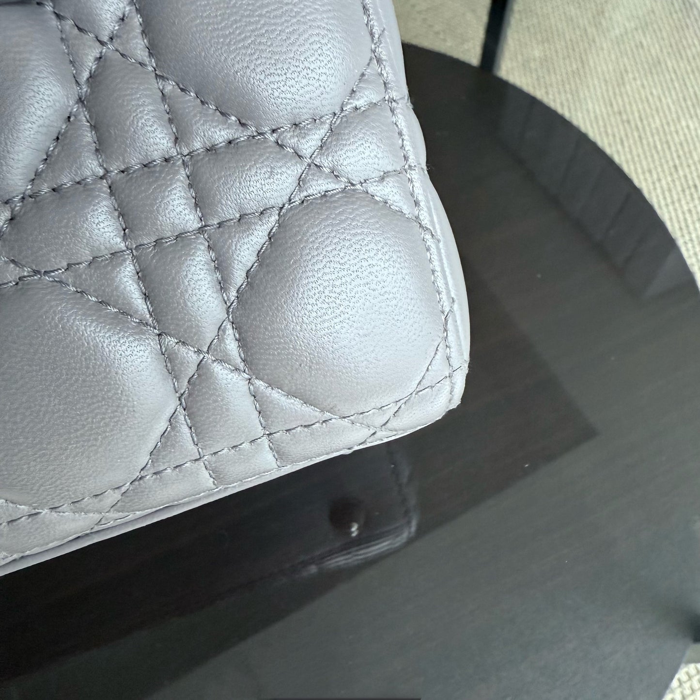 DIO Lady Petit - Gray Cannage Lambskin Gold Hardware