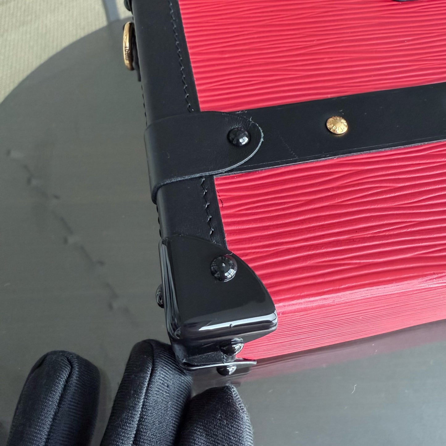 LVT Petite Malle - New edition Red EPI Leather Crossbody Bag with Gold Hardware and Microchip
